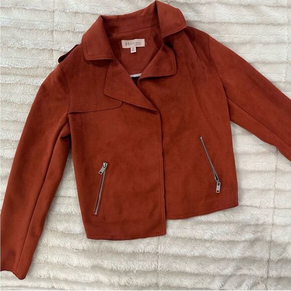 PHILOSOPHY FAUX LEATHER SIZE XL BURNT ORANGE jacket - Picture 1 of 6
